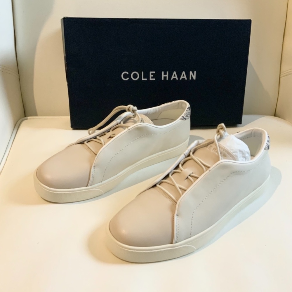 Cole Haan Grandpro Spectator 2.0 Lace Up White Ivory Beige leather Sneakers 8.5 - Picture 9 of 11